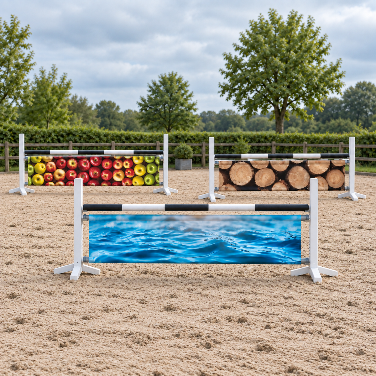 Trainingsset B met Water, Appels en Boomstammen in een buitenbak