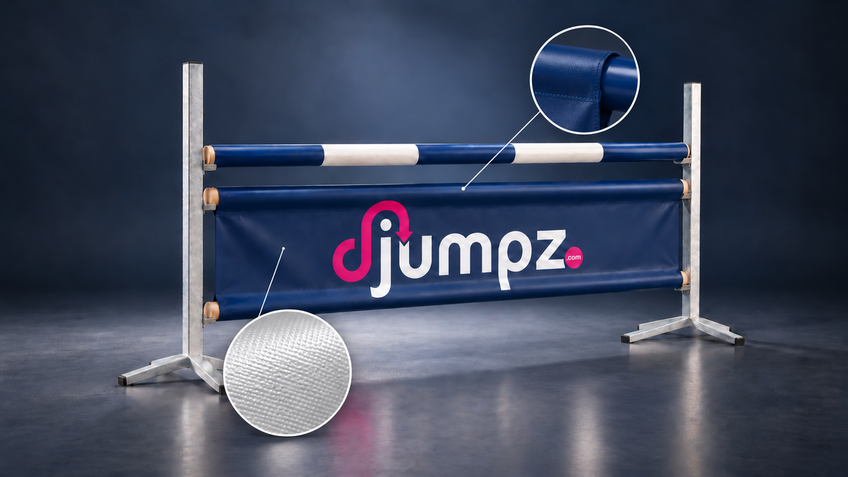 Djumpz JumpBanner met detailweergaven van het materiaal en de bovenste tunnel