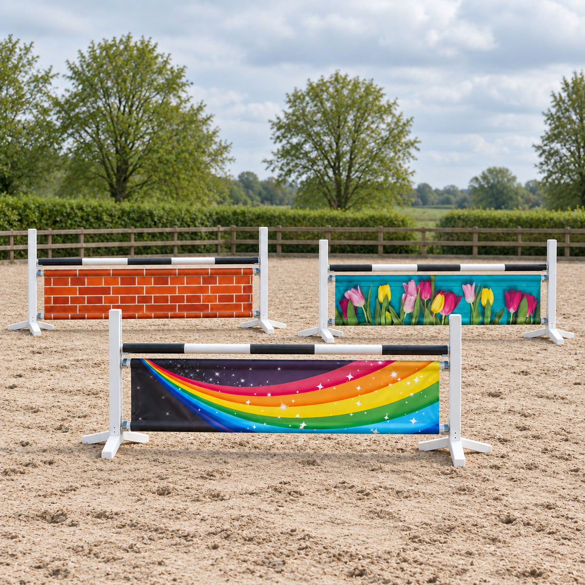 Trainingsset A met Rainbow Stars, Muur en Tulpen in een buitenbak