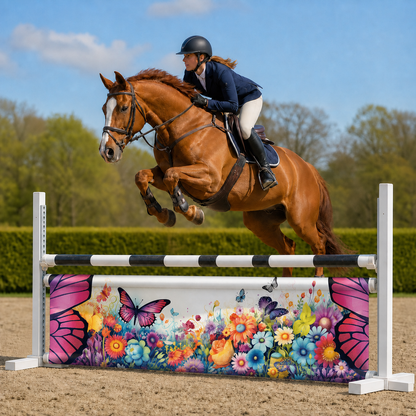 Paard en ruiter springen over Djumpz hindernisdoek Butterflies met vlinderprint
