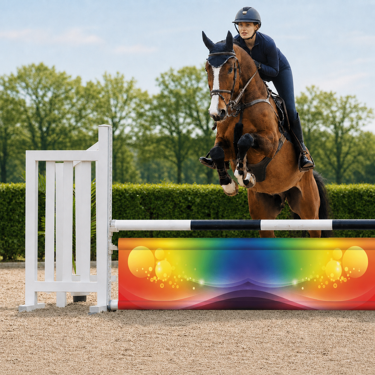 Hindernisdoek Colorful in gebruik tijdens thuistraining