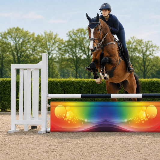 Hindernisdoek Colorful in gebruik tijdens thuistraining